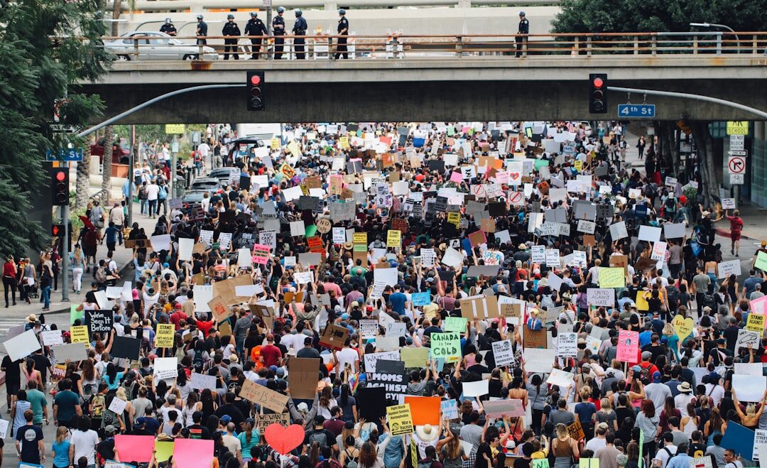crowd protesting